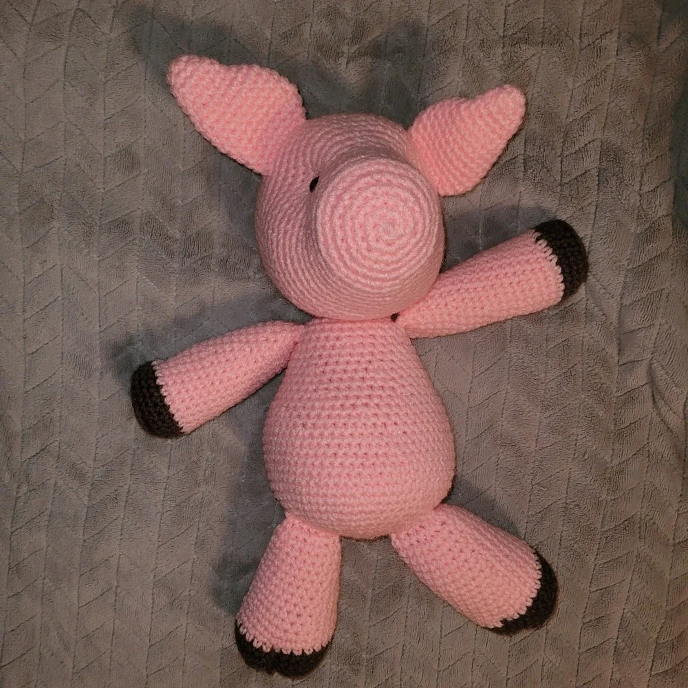 Handmade Pink Crochet Pig Stuffed Animal Plush Toy‎ Kids Baby Shower Gift Wilbur